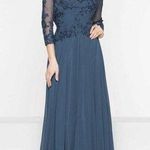 Marsoni By Colors Peacock Blue Lace Appliqué Evening Gown Size 4 Formal M237 Photo 0