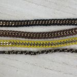 Source Unknown 4 Chain Link Braided Bracelets Set Gold Silver Tone Black Brown Yellow Cord NWOT Photo 4