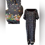 Spago Vintage 90s Boho Hippie Whimsygoth Woodland Floral Short Sleeve Maxi Dress Size 14 Photo 1