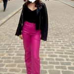 Bershka  Hot Pink Leather Pants Photo 0