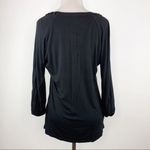 August Silk  Black Embellished Neck Top Size M Photo 5