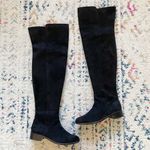 Ann Taylor "Carlene" Plush Vegan Suede Over the Knee OTK Flat Boots Boho Black 8 Photo 0