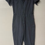 Pistola Jumpsuit Women M Blue Stone Relaxed Field Suit Short Sleeve Button Front Photo 0