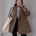 Re Ona Joey Oversized Blazer Tan Photo 5