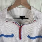 Talbots Bouclé Half-Zip Pullover Breton Stripe Plus Size 1X White Blue Red Soft Photo 4