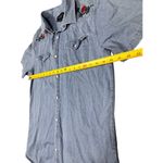 PacSun Denim Western Shirt Medium Embroidered Roses Blue Photo 3