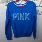PINK - Victoria's Secret Pink Victoria’s Secret Logo Royal Blue Sweatshirt Sz S EUC Photo 0
