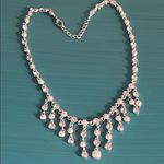 Waterfall Rhinestone Pearl and Silver Bridal Prom Formal Occasion Necklace Photo 6