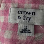 CROWN & IVY Pink Gingham Ruffle Blazer Linen Blend Size 12 Photo 4