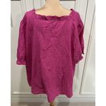 Talbots  Pink Floral Embroidered Blouse Square Neck Top Milkmaid Peasant Photo 4