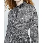 Alice + Olivia  Jodi Patterned Collared Tie Waist Shirt Dress Black‎ Size 4 Photo 1