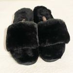 Dream Paris Dream Pairs Size 6.5/7 Black Fluffy Sherpa Slip On Platform Slides House Slipper Photo 2