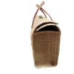 VTG 70s Acapulco Rattan Straw Woven Tote Bag Double Top Handle Floral Handmade Tan Photo 5