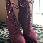 L'Agence Burgundy Lace-Up Boots size 6 Photo 2