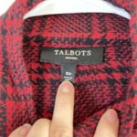Talbots Pea Coat Jacket Womens Wool Blend Plaid Red Black Size 10P Preppy Photo 3