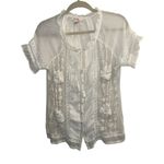 Sundance ✨ Floral Sheer Beaded Embroidered Lace Boho Sz Large Blouse Cream✨ Photo 2