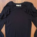 R D Style by Stitch Fix, Ruffle Shoulder Feminine Black Sweater Photo 6