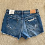 ZARA  The High Waist Short Blue Denim Jean Shorts Size 12 / 44 Distressed NWT Photo 8