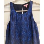 Lilly Pulitzer  Silk Cocktail Dress Sz XS Navy Metallic Fringe 20s Flapper Formal Photo 2