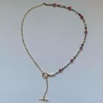 Gold Half Paperclip Half Beaded Handmade Necklace Photo 2