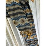 Women's Southwestern Style Cotton Blend Scarf Shawl Tassel Trim Hair Wrap Black Photo 2