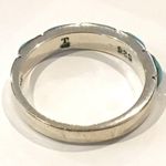 Sterling Silver  Turquoise Cabochon Inlay Band Ring Sz 8 Photo 5