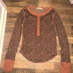Free People  leopard Everest Henley spring long sleeve thermal classic boho rare Photo 1