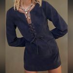 Free People #35 NWT  Bradley Faux Suede Mini Dress in Deeper Iris Photo 1