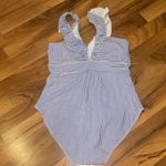 Hayden  Los Angeles one piece stripe blue‎ and white swim MED NWT bathing suit Photo 2