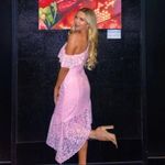 Majorelle  White Lace  Midi Dress Small One Shoulder Asymmetric Ruffle Bridal Photo 2