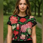 Anthropologie  Maeve Sweater Blouse Size XS Color Black PInk Green Red Photo 0