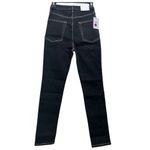 We Wore What The Danielle High Rise Vintage Straight NWT in Black/white stitching Photo 4