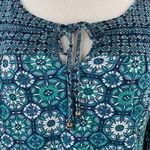 Lucky Brand Folklore Mosaic Boho Tassel Peasant Blouse Photo 4