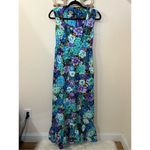 Passport Vintage Hawaiian Butterfly Floral Print Maxi Dress S SEE MEASUREMENTS Blue Photo 1