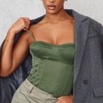 Pretty Little Thing Green Corset Tank  Photo 0
