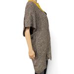 Eileen Fisher Organic Cotton Open Front Kimono Knit Longline Cardigan Grey/Blk M Photo 3