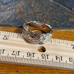 925 Silver Plated Vine Flower Engraved Ring Size 9 Photo 0