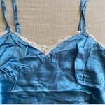 Old Navy vintage y2k Light Blue Satin Chemise with White Lace100% silk Photo 3