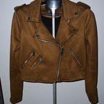 Forever 21  Women's Brown Faux Suede Moto‎ Biker Jacket Size Medium Photo 0