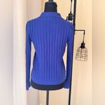 Ann Taylor BLUE RIBBED COLLARED POCKET CASUAL CHUNKY COZY SWEATER SZ SMALL Photo 4