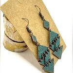 NEW! Geometric Antiqued Copper Earrings with Patina Finish. Photo 1
