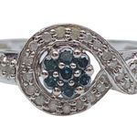 10K 10KT Round Diamond + Round Emerald White Gold Ring Sz 7 Photo 4