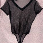 Black Mesh/Fishnet Leotard Bodysuit Size M Photo 0