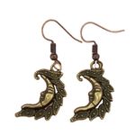 Crescent Moon, Sun and Stars Bronze Celestial Earrings Lot Photo 6