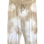 Prómesa Promesa Beige White Tie Dye Cargo Jogger Pants Drawstring Women's Size Small Photo 2
