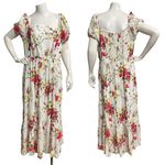 Lane Bryant Womens White Red Gold Floral Square Neck Spring Summer Dress Size 1 Photo 1