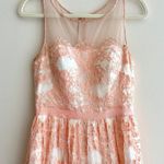 AQUA Peach Lace Floral Mesh Belted Party Dress, Tulle Cocktail Dress, Size 10 Photo 1