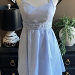 Lauren James Stratton Seersucker Halter Dress Light Blue & White Size Medium Photo 2