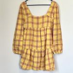 BP NWT  Yellow Plaid Long Sleeve Mini Dress - Size: XS Photo 5