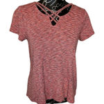 Ruff Hewn Criss Cross‎ Neck Short Sleeve T Shirt Top Casual Everyday Photo 0